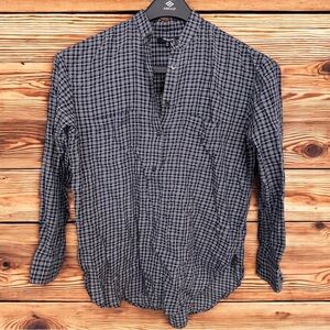 Madewell 1937 womens XS Plaid Cotton Popover Shirt | Navy & White